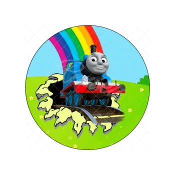 Jedlá dekorace na dort MAŠINKA TOMÁŠ duha, VARIANTA Jedlý papír 1575