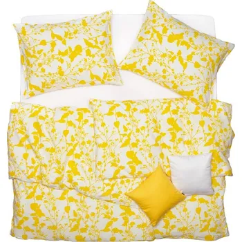 Povlečení SCANquilt povlečení KREP rostliny bíložlutá 140 x 200/70 x 90 cm