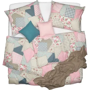 Povlečení SCANquilt povlečení KLASIK patchwork růžová 140 x 200/70 x 90 cm