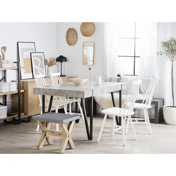 Jídelní stůl Jídelní stůl imitace betonu černé kovové nohy 150 x 90 cm obdélníkový moderní industriální styl jídelna Beliani