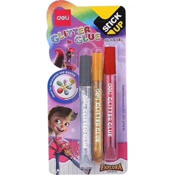 Kancelářské lepidlo Glitrové lepidlo 3ks STICK UP DELI EA71001 12ml G200079