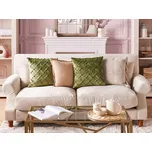 Sada 2 dekorativních polštářů zelený samet 43 x 43 cm s ozdobným vzorem obývací pokoj ložnice Beliani