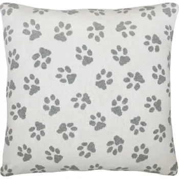 Polštář SCANquilt pletený povlak DESIGN tlapky smetanovošedá 45 x 45 cm