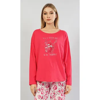 Pánské pyžamo Dámské pyžamo dlouhé Good day červená S