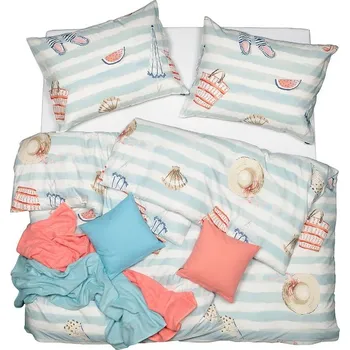 Povlečení SCANquilt povlečení KLASIK DESIGN beach aquaoranžová 140 x 200/70 x 90 cm