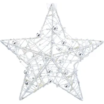 Vánoční dekorace Hvězda trojrozměrná s perličkami 15 cm