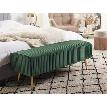 Lavice zelená sametová čalouněná zlaté kovové nohy 118 cm glamour styl nábytek do chodby Beliani