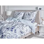 Povlečení bílé a modré bavlna 155 x 220 cm květinový vzor povlak na polštář a peřinu moderní design ložnice Beliani