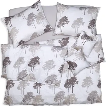 Povlečení SCANquilt povlečení SATÉN DESIGN forest béžovošedá 140 x 200/70 x 90 cm