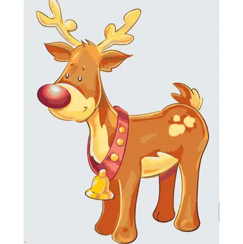 Malování podle čísel - Sob Rudolf Velikost: 40x50cm, Rámování: Pouze srolované plátno