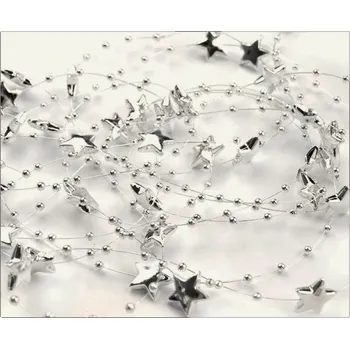 Stuha Hvězdičky na silikonu - stříbrné - 1 m