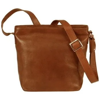 Kabelka Saccoo Para kožená kabelka , Barva Cognac