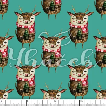 Zakázkový tisk, softshell, kočárkovina... Jelínek s vánočním stromečkem na tmavě mentolové Látky k tisku: Microfirba