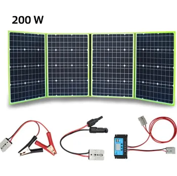 Xmund Green Power, přenosný solární panel 200Wp (Solární nabíječka, solární panel pro nabíjecí stanice, skládací solární panel)