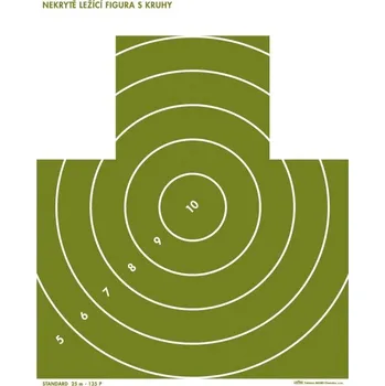 Terč na sportovní střelbu Terč 135P - Nekrytě ležící figura s kruhy