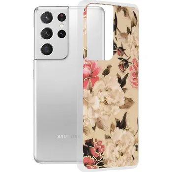 Pouzdro na mobilní telefon Kryt Samsung Galaxy S21 Ultra Techsuit - Marble Series - Mary Berry Nude