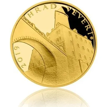 Hrad Veveří - zlatá mince z cyklu Hrady České republiky, špičková kvalita - Proof