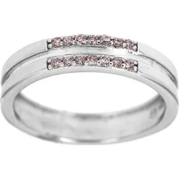 Prsten Zlatnictví U Kostela Stříbrný prsten s růžovými kamínky 915r 62 3210-20742634