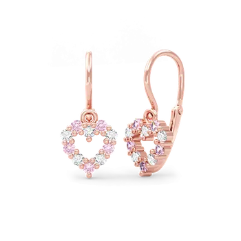 Náušnice SOLUNA Zlaté dětské náušnice s růžovými a čirými zirkony JANET růžové zlato