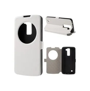 Pouzdro na mobilní telefon Knížka s otvorem LG K8 - bílá