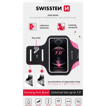 Swissten Armband sportovní pouzdro pro 7" telefony - růžové