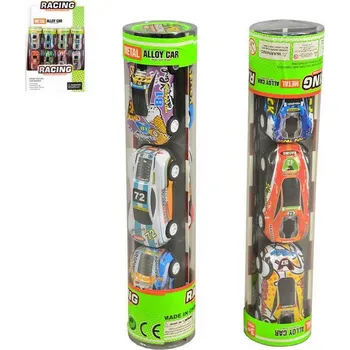 autodráha Auto kovové závodní 7cm zpětný chod set 6ks závodnička různé druhy v tubě