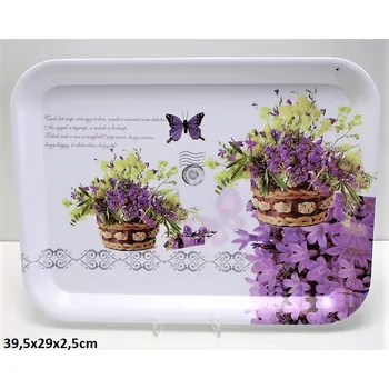 Queen Isabell Collection Plastový tác Levandule s motýlem - 39,5*29*2,5 cm
