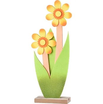 Air Max Dřevěná dekorace, filc 120x45x295 mm květiny, žlutá