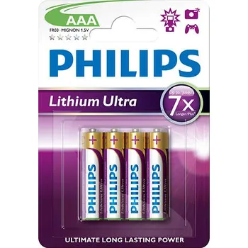 Článková baterie Philips baterie AAA Ultra lithium - 4ks FR03LB4A/10