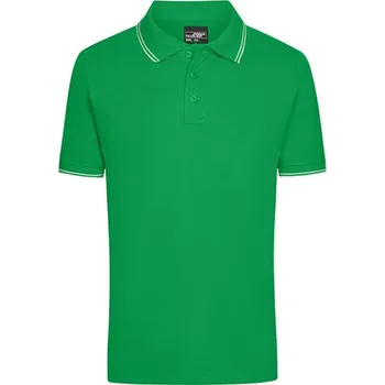 Pánské tričko James&amp;Nicholson Pánská polokošile JN986 Fern Green-White XXL