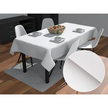 ubrus Velký damaškový obdélníkový ubrus Atlas Gradl DM-012 Bílý - tenké proužky 2 mm 160x200 cm