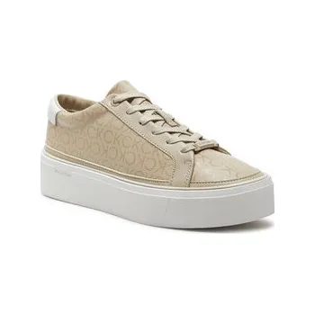 Dámské tenisky Sneakersy Calvin Klein Flatform Cup Lace Up Epi Mono HW0HW01911 Béžová 39