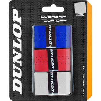DUNLOP PADEL TOUR DRY WHITE / RED / BLUE 3 ks vrchní omotávka