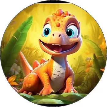 Jedlá dekorace na dort Jedlý papír dinosaurus žlutý 19,5cm