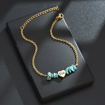 Náramek Dámský náramek z chirurgické oceli Blue Stone zlatý