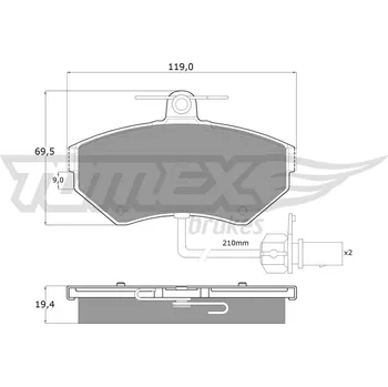 Brzdová destička Sada brzdových destiček, kotoučová brzda TOMEX Brakes 13-121