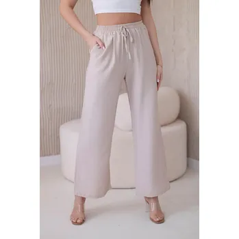 Fashionweek Kalhoty wide leg se širokými nohavicemi K6695 Barva: Béžový, Velikost: Universal