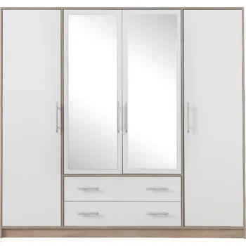 Šatní skříň MEBLAR Šatní skříň SIMONA 1 se zrcadlem dub sonoma / bílý lux - 200 / 190 / 56 cm