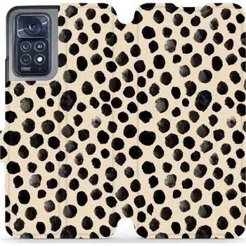 Pouzdro na mobilní telefon Flipové pouzdro Mobiwear - Xiaomi Note 12 Pro 4G - VA50S Černé puntíky (Knížkové flip pouzdro, obal, kryt na mobil Xiaomi Note 12 Pro 4G - VA50S Černé puntíky, materiál Umělá kůže + TPU - ochrana 360°, stojánek, silikonová vanička, magnetické zavírání)