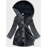 Černá džínová bunda s kapucí (POP7015-K) - Seven černá L