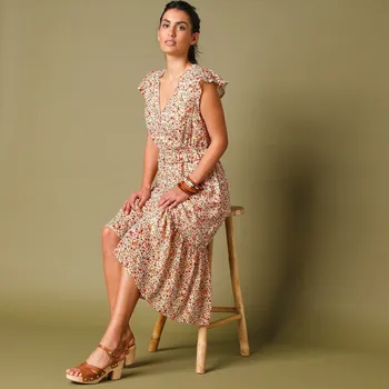 Dámské šaty Šaty s překřížením a potiskem režná/oranžová 38