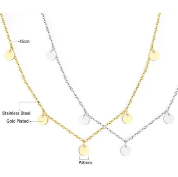 Náhrdelník Elegantní náhrdelník z chirurgické oceli - mince 02,Stříbrná