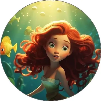 Jedlá dekorace na dort Jedlý papír malá mořská víla stojící 19,5cm