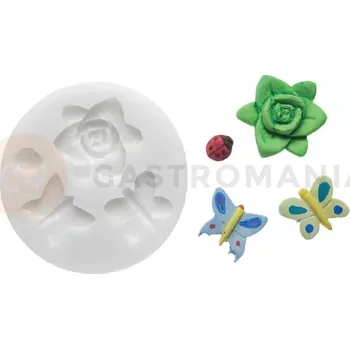 Kuchyňská sůl Silikonová forma na cukrovou hmotu ve tvaru květů a motýlů - SLK195, 35x35 mm | SILIKOMART, SugarFlex
