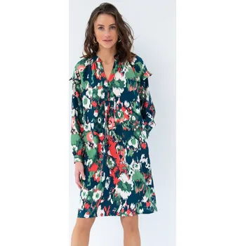 Dámské šaty Rovné šaty s etno vzorem z recyklovaného polyesteru tyrkysová/paprika 52