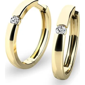 Náušnice Dámské náušnice žluté zlato 585/1000 zirkon kruhy 10915-ZL-ZIR