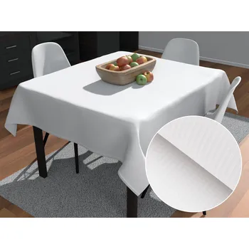 ubrus Velký damaškový čtvercový ubrus Atlas Gradl DM-012 Bílý - tenké proužky 2 mm 150x150 cm