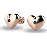 Dámské náušnice žluté zlato 585/1000 srdíčka s černé zirkony kameny 140019-CV-ZIR-Black