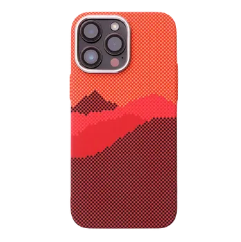 Pouzdro na mobilní telefon Prémiový pevný Magsafe kryt z karbonových vláken pro iPhone 13 Pro Barva: Oranžová