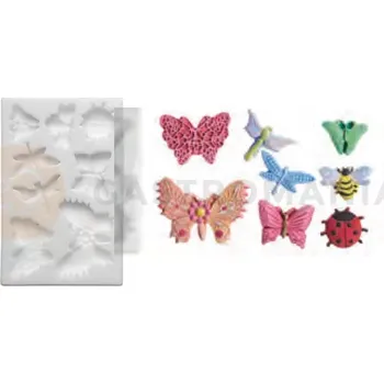 Kuchyňská sůl Forma na cukrovou hmotu SLK 307 - hmyz, 39x25 mm | SILIKOMART, Sugarflex Flies animals